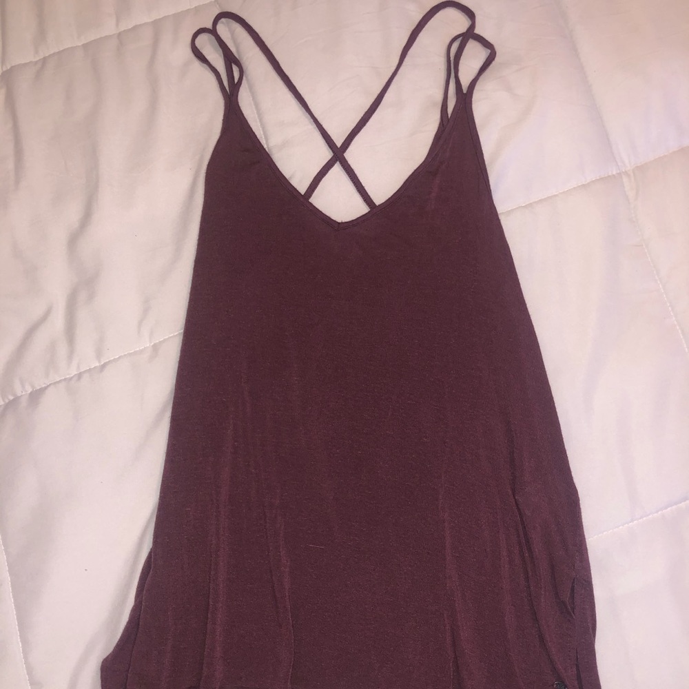 American Eagle Maroon Criss-Cross Back Tank
